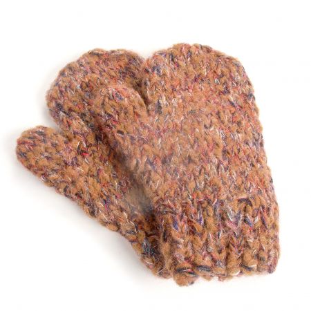 Ručně pletené rukavice MarLen hnědomodročervené