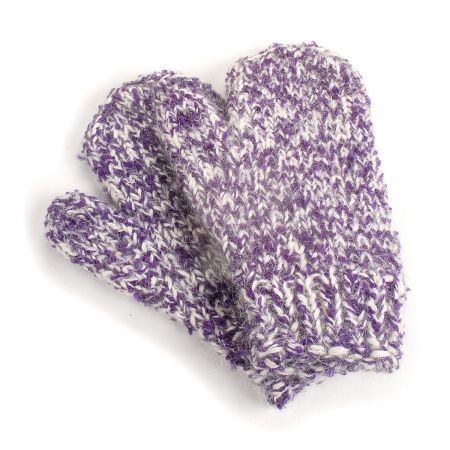 Ručně pletené rukavice MarLen fialovobílé