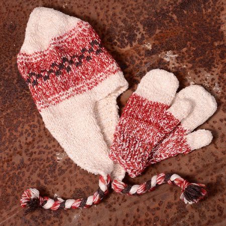 Ručně pletená čepice a rukavice Marlen 