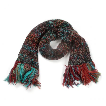 Šála MarLen ručně pletená zelenomodročervená