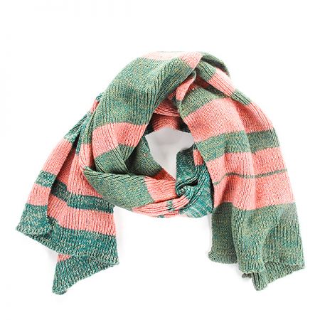 Šála pletená MarLen zelené růžové pruhy