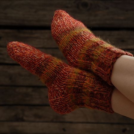 Ručně pletené ponožky Marlen oranžový melír