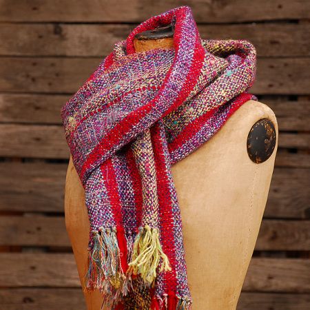 Ručně tkaný pléd Marlen fialovočervený