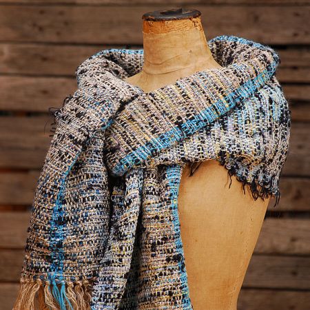 Ručně tkaný pléd Marlen modro-černý melír