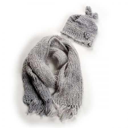 Ručně pletená sada čepice/šála sv.šedá